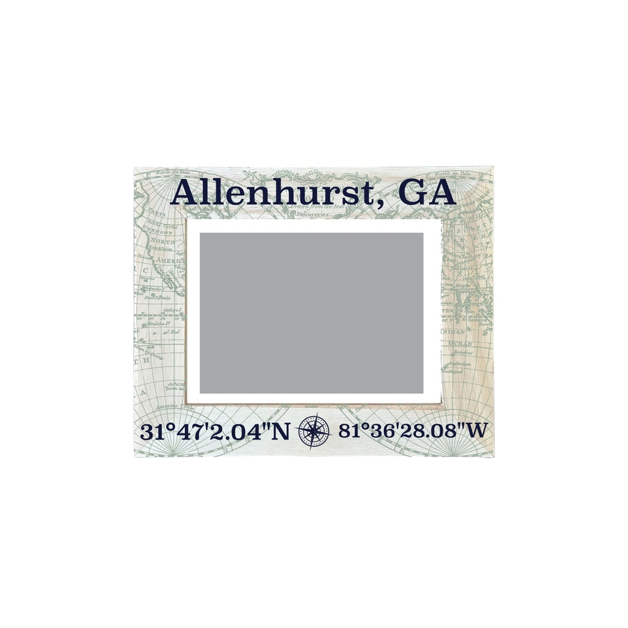 Allenhurst Georgia Souvenir Wooden Photo Frame Compass Coordinates Design Matted to 4 x 6" Image 1