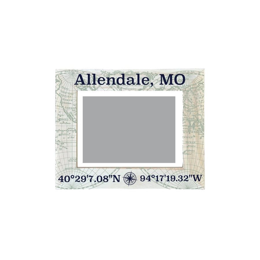 Allendale Missouri Souvenir Wooden Photo Frame Compass Coordinates Design Matted to 4 x 6" Image 1