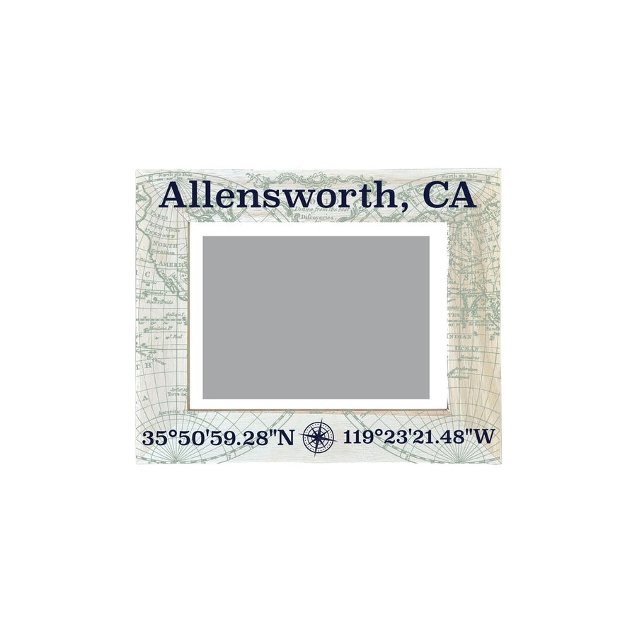 Allensworth California Souvenir Wooden Photo Frame Compass Coordinates Design Matted to 4 x 6" Image 1