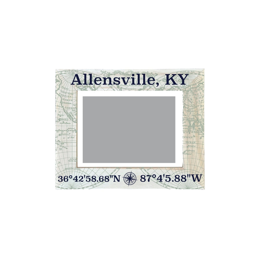 Allensville Kentucky Souvenir Wooden Photo Frame Compass Coordinates Design Matted to 4 x 6" Image 1