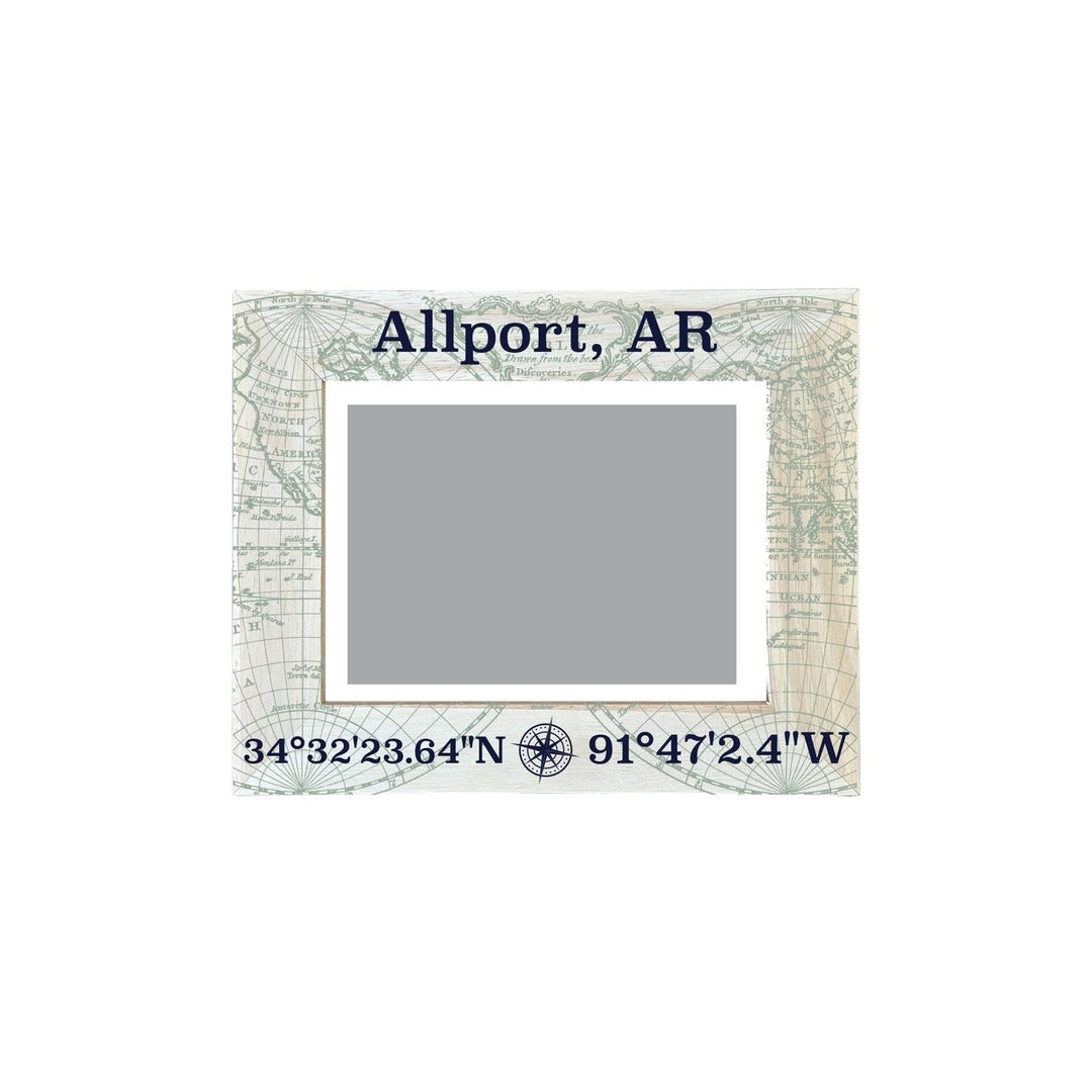 Allport Arkansas Souvenir Wooden Photo Frame Compass Coordinates Design Matted to 4 x 6" Image 1