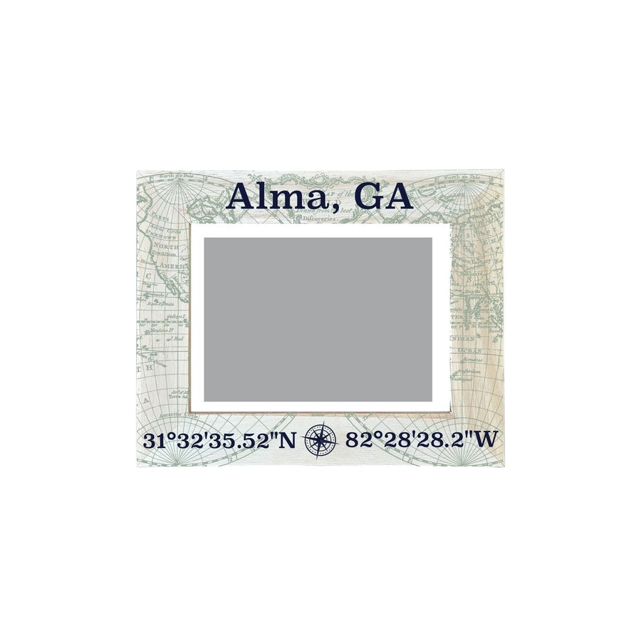 Alma Georgia Souvenir Wooden Photo Frame Compass Coordinates Design Matted to 4 x 6" Image 1