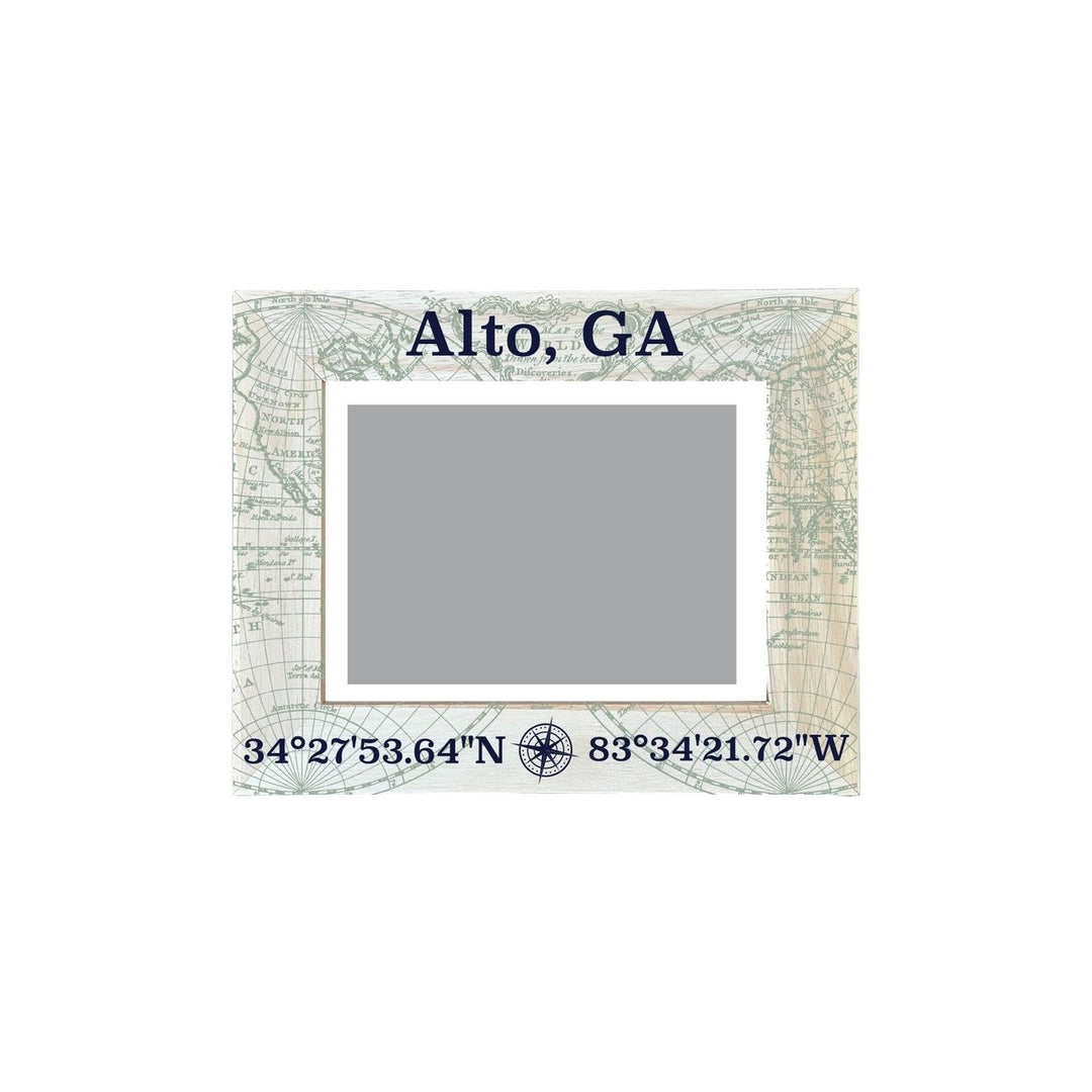 Alto Georgia Souvenir Wooden Photo Frame Compass Coordinates Design Matted to 4 x 6" Image 1