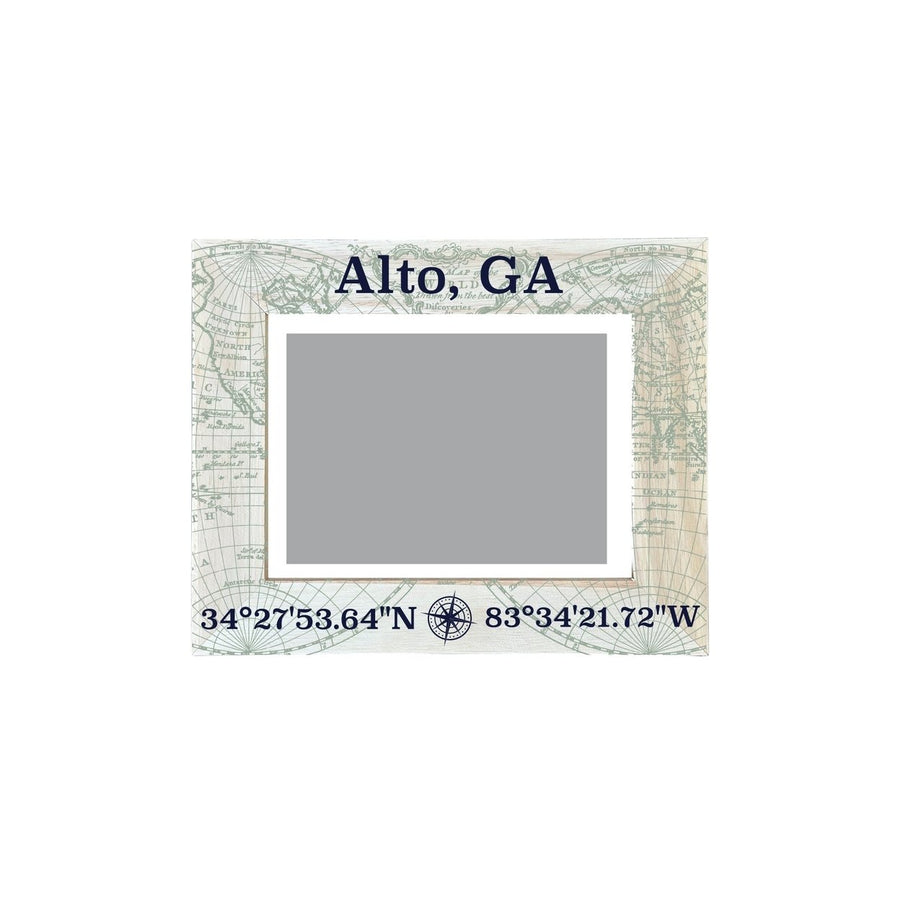 Alto Georgia Souvenir Wooden Photo Frame Compass Coordinates Design Matted to 4 x 6" Image 1