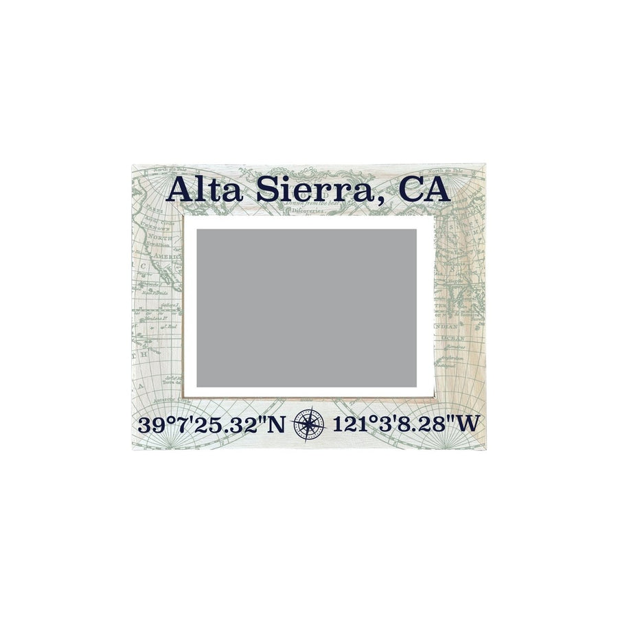 Alta Sierra California Souvenir Wooden Photo Frame Compass Coordinates Design Matted to 4 x 6" Image 1