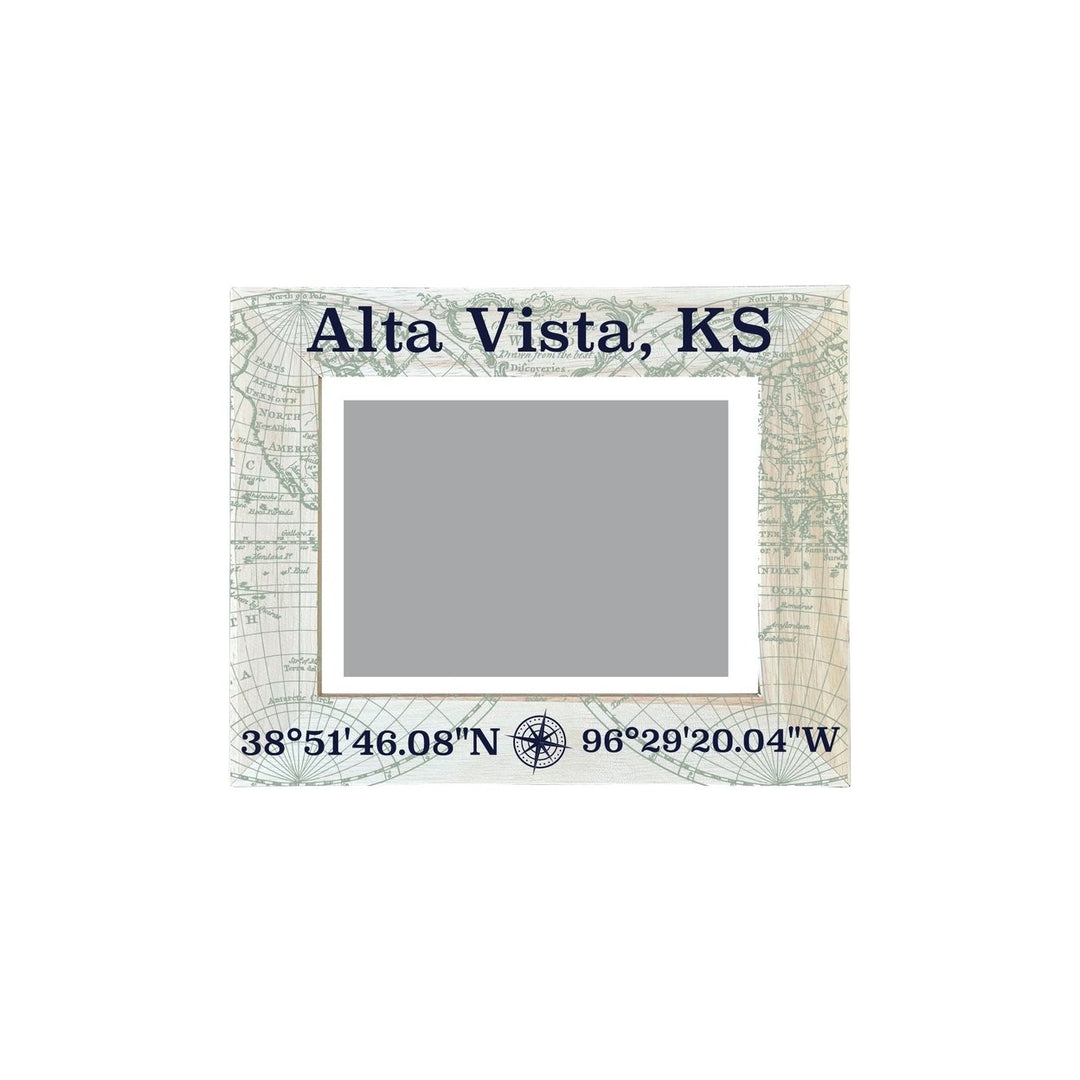 Alta Vista Kansas Souvenir Wooden Photo Frame Compass Coordinates Design Matted to 4 x 6" Image 1