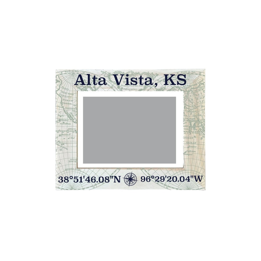 Alta Vista Kansas Souvenir Wooden Photo Frame Compass Coordinates Design Matted to 4 x 6" Image 1