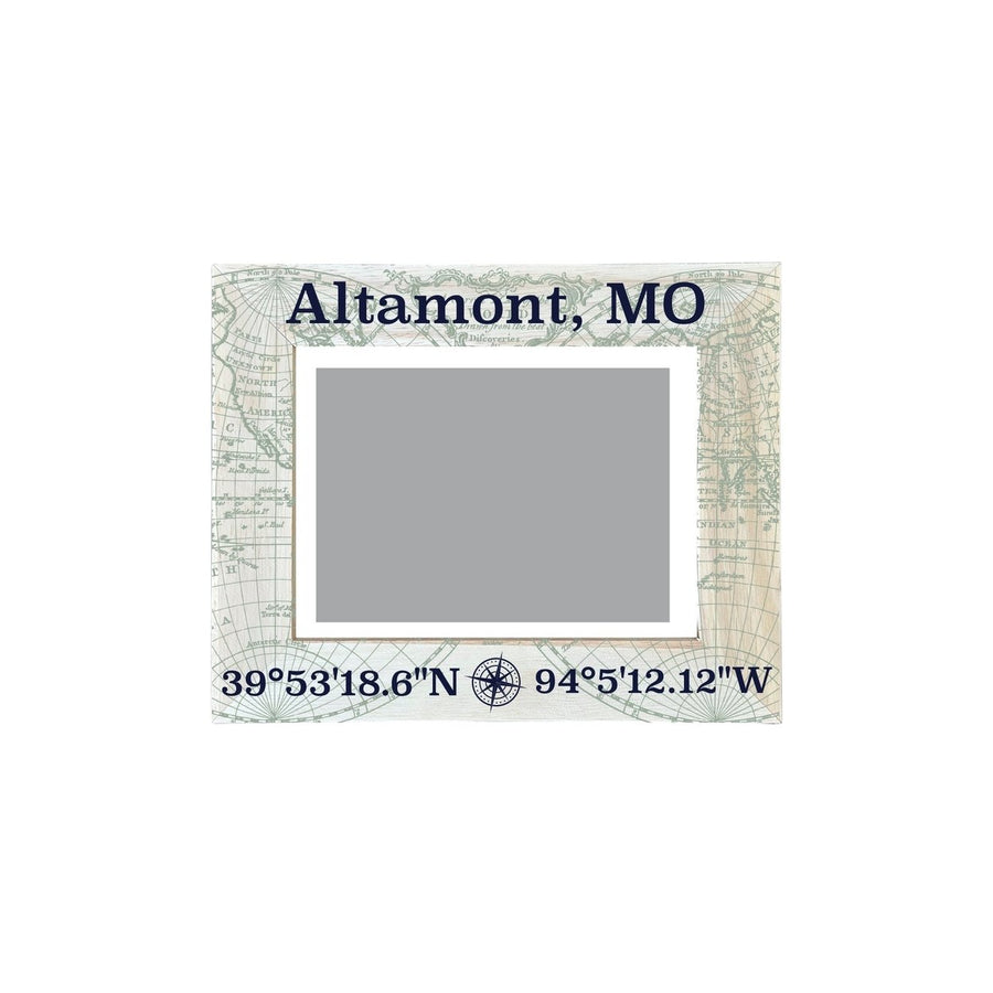 Altamont Missouri Souvenir Wooden Photo Frame Compass Coordinates Design Matted to 4 x 6" Image 1