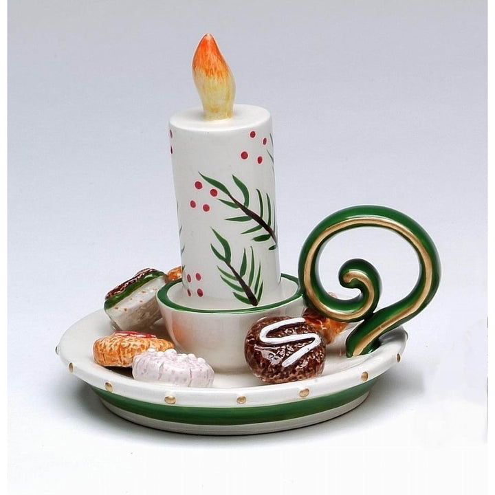 Ceramic Christmas Candle Holder Ornament 3 inch Kitchen Image 3