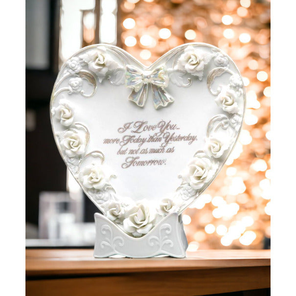 Ceramic Heart Shape Plate with Stand 9x9 Wedding for Wife Image 2