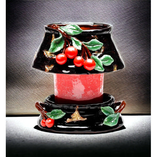 Ceramic Cherry Candle Holder Shade and Base 7.5in Image 2