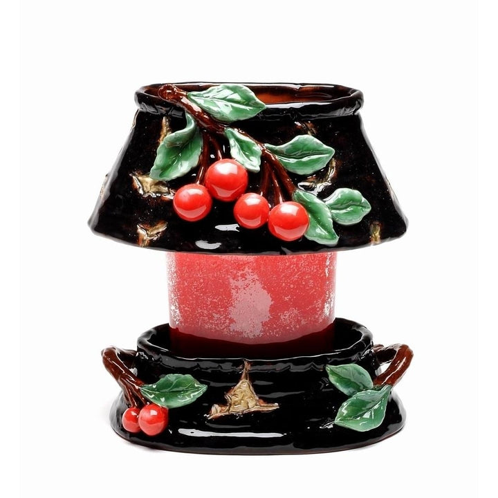 Ceramic Cherry Candle Holder Shade and Base 7.5in Image 3