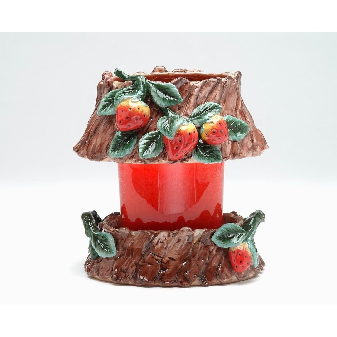 Ceramic Strawberry Candle Holder Shade and Base 7.5 Inch Kitchen Image 3