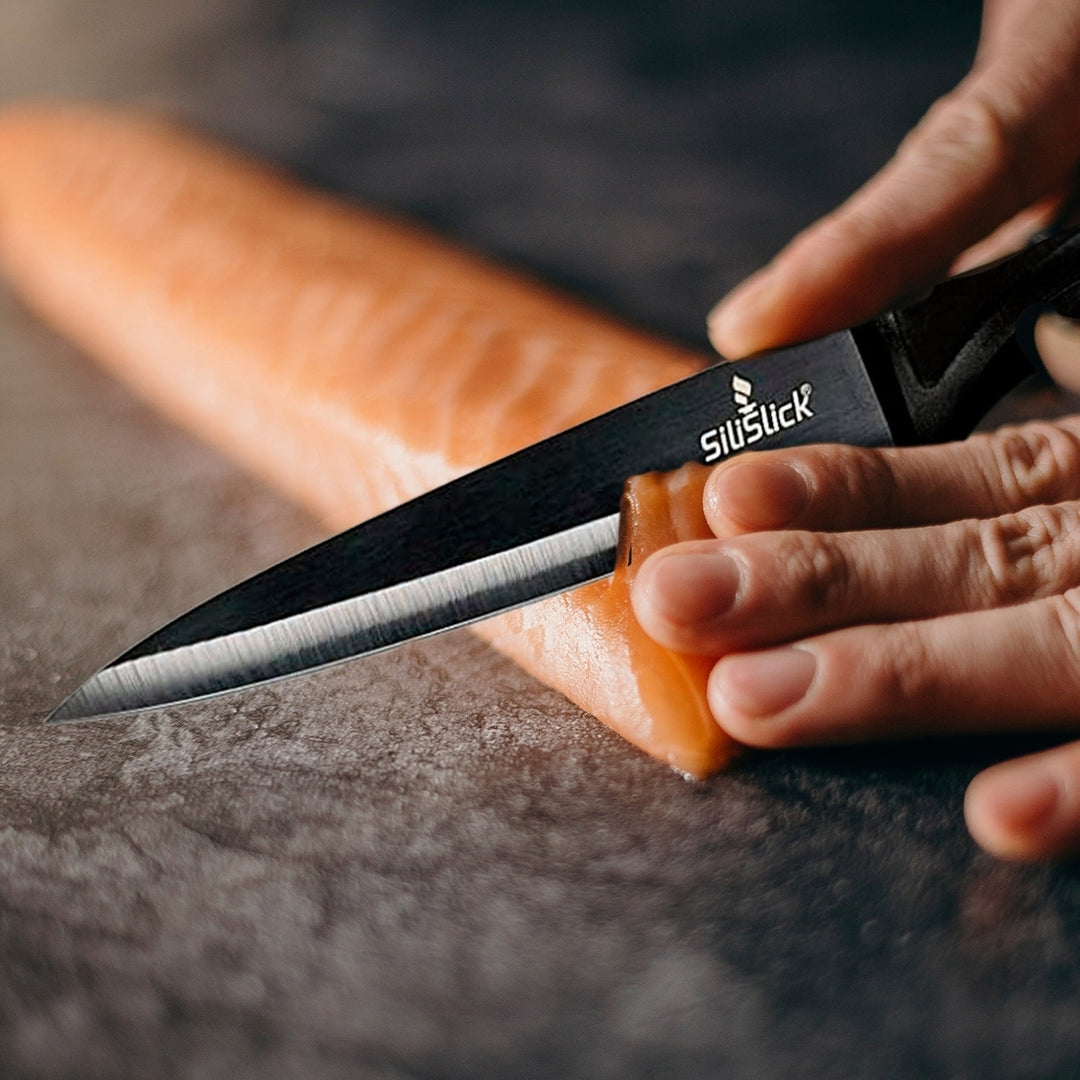Kitchen Knife Set Kit  Black Handle, Black Blade and Black Magnetic Rack Image 9