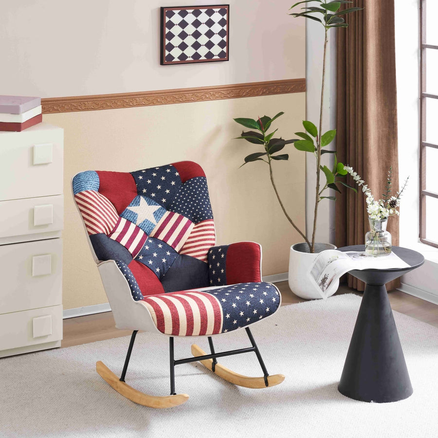 Nursery Rocking Chair, Rocker Glider Chair with High Backrest, Armchair Comfy Side Chair for Nursery Bedroom Living Image 1