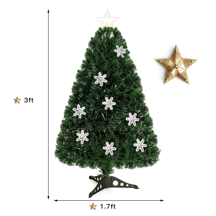 3FT Pre-Lit Fiber Optic Christmas Tree Multicolor Lights Image 4