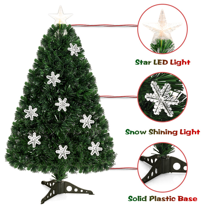 3FT Pre-Lit Fiber Optic Artificial Christmas Tree with Multicolor Led Lights Image 4