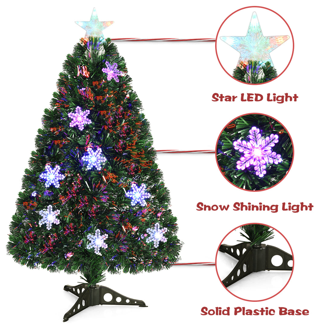 3FT Pre-Lit Fiber Optic Artificial Christmas Tree with Multicolor Led Lights Image 5