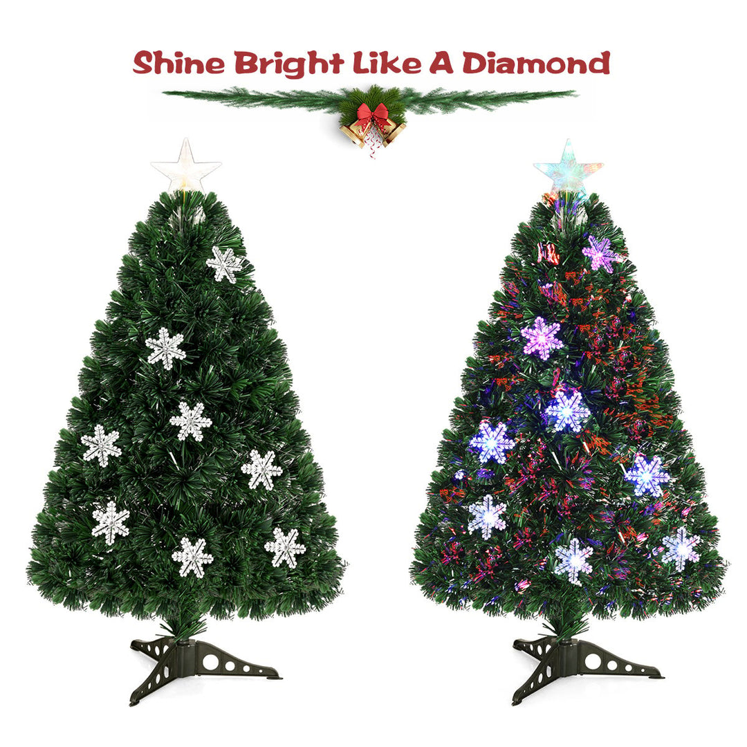 3FT Pre-Lit Fiber Optic Artificial Christmas Tree with Multicolor Led Lights Image 6