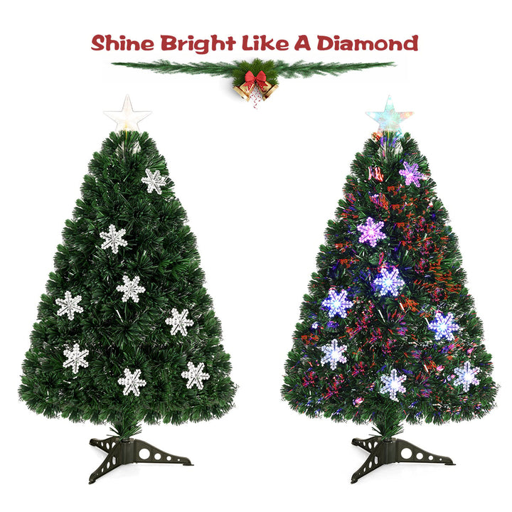 3FT Pre-Lit Fiber Optic Artificial Christmas Tree with Multicolor Led Lights Image 6