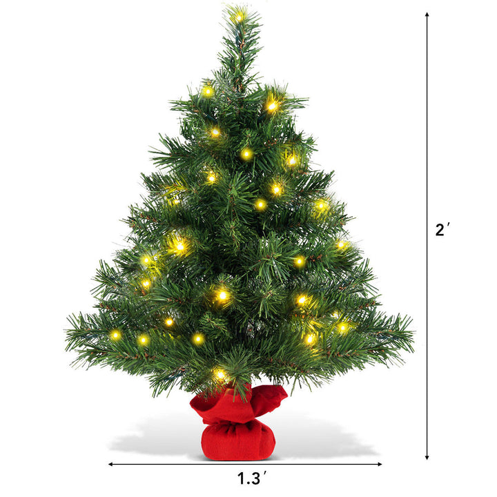 24 Pre-Lit Tabletop Fir Artifical Christmas Tree Led Lights Image 4