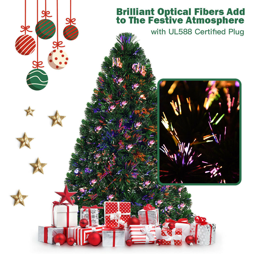 Pre-Lit Fiber Optic Artificial PVC Christmas Tree Metal 5Ft Image 2