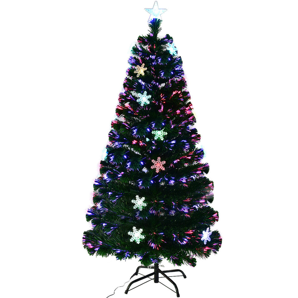 Costway 4/5/6/7Pre-Lit Fiber Optic Christmas Tree Multicolor Lights Image 2