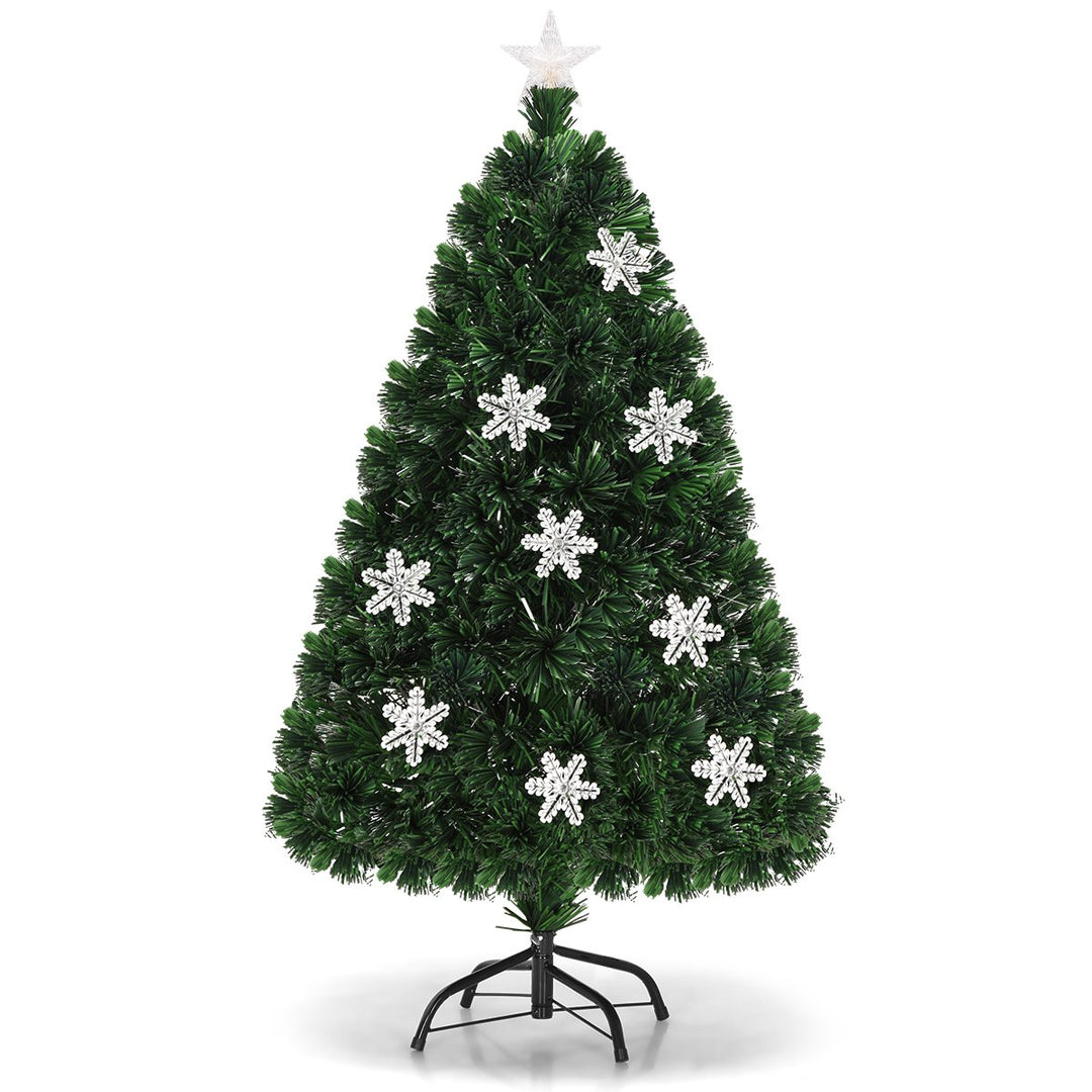 Costway 4/5/6/7Pre-Lit Fiber Optic Christmas Tree Multicolor Lights Image 1