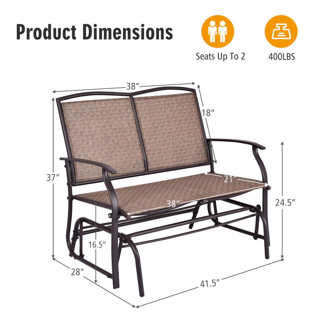 Patio Glider Rocking Bench Double 2 Person Chair Loveseat Armchair Backyard Image 3