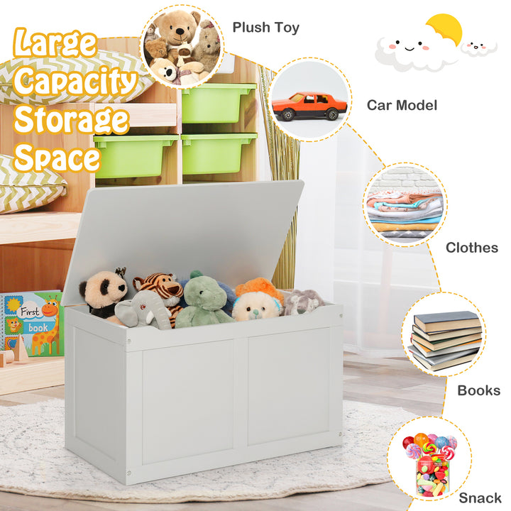 Wooden Toy Box Kids Storage Chest Bench W/ Flip-Top Lid and Safety Hinge Image 5