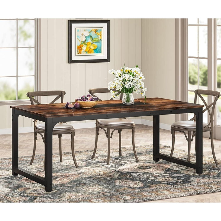 Tribesigns 71"x35.4" Industrial Dining Table Seats 6-8 Rustic Kitchen Table Image 1