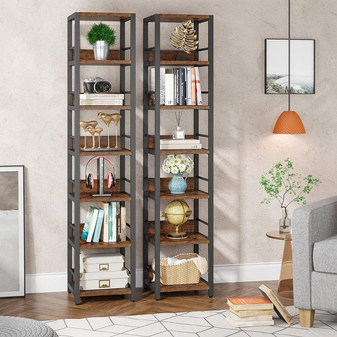 Tribesigns 6-Tier Corner Shelf, 75 Inch Tall Narrow Bookshelf Storage Rack, Etagere Shelves Display Stand for Small Image 5