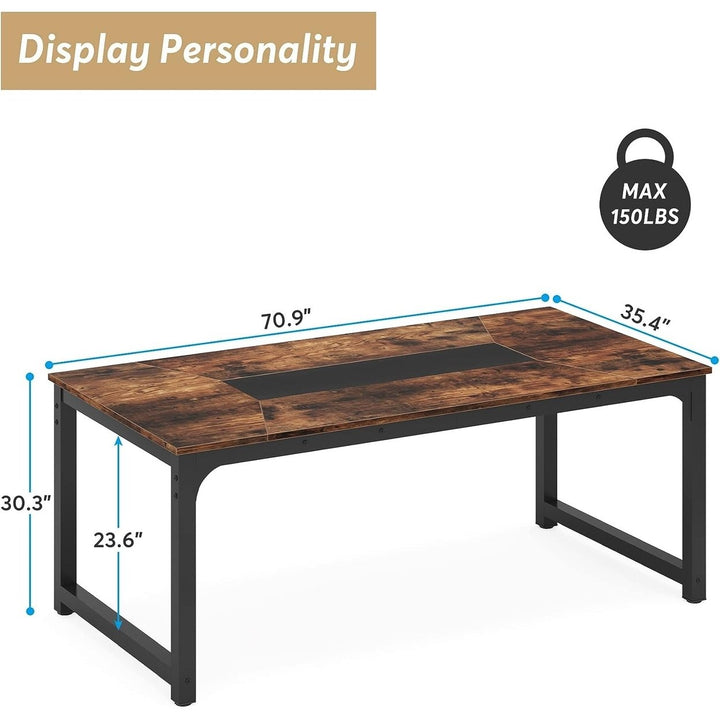 Tribesigns 71"x35.4" Industrial Dining Table Seats 6-8 Rustic Kitchen Table Image 4