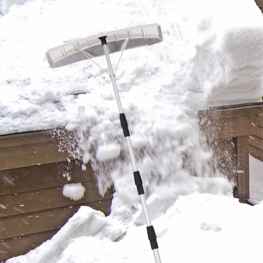 21FT Telescoping Snow Roof Rake Shovel Large Poly Blade Aluminum Tube Non-Slip Handle Image 3