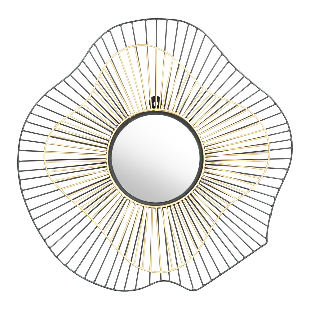 Comet Round Mirror Black and Gold Image 2