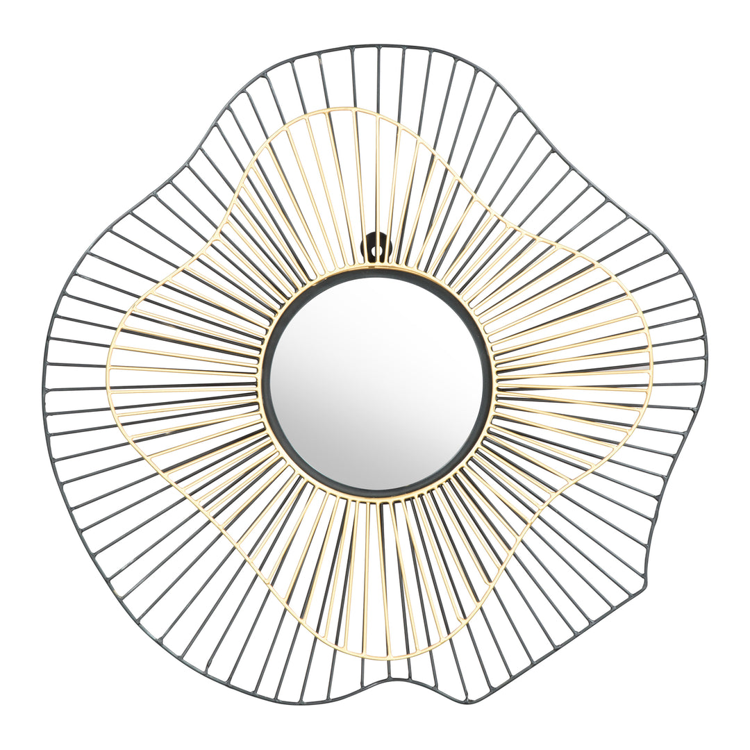 Comet Round Mirror Black Gold Decorative Wall Accent 30 Inch Image 2