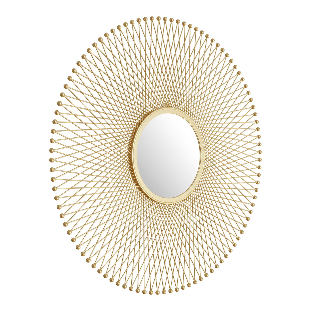 Gold Glow Round Mirror Decorative Accent Wall Art Large Size Home Accessory Image 1