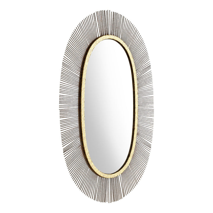 Juju Oval Mirror Black Gold Decorative Accent Wall Art 24 Inch Image 1