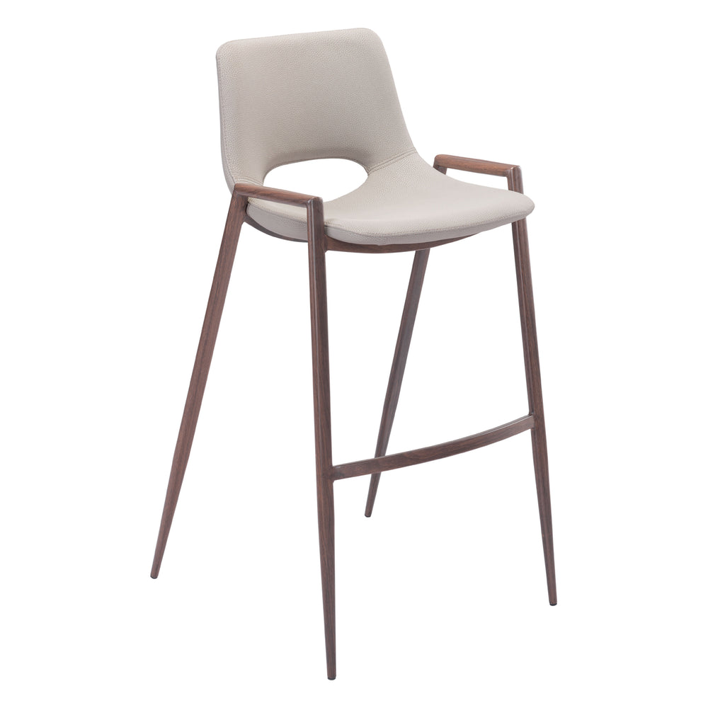 Desi Barstool Mid Century Modern Vinyl Steel Frame Walnut Legs Dining Room Bar Image 2