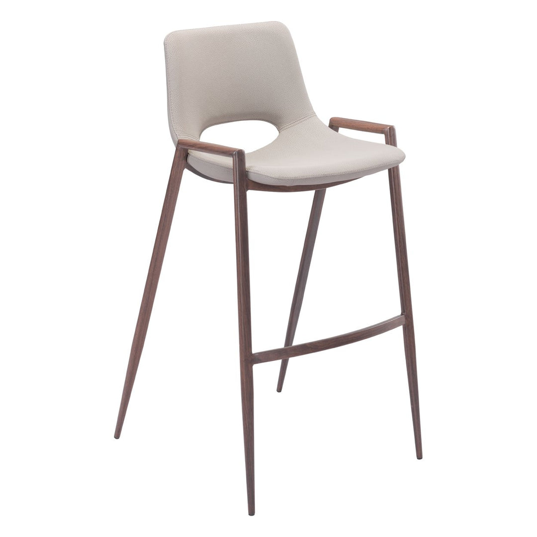 Desi Barstool Mid Century Modern Vinyl Steel Frame Walnut Legs Dining Room Bar Image 1