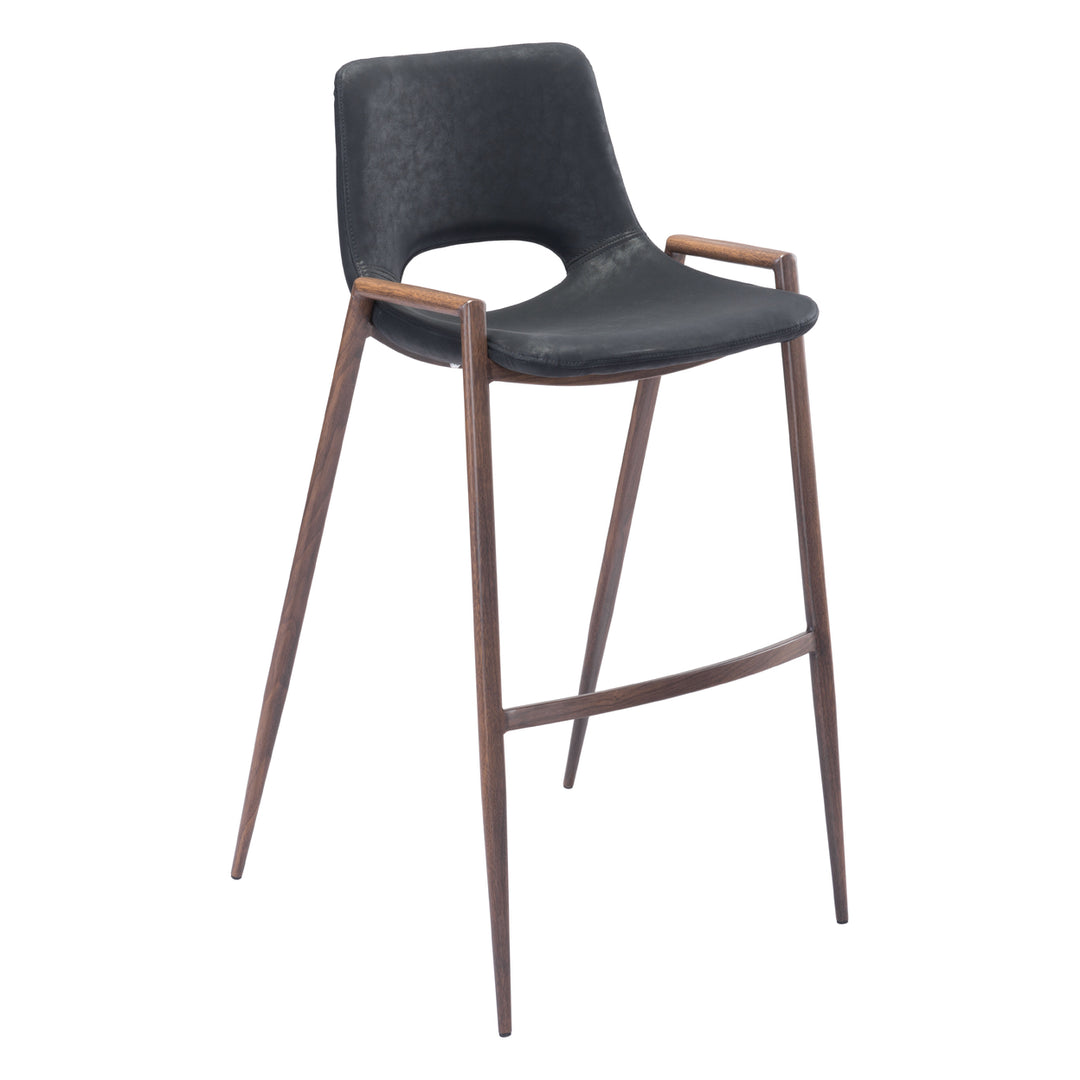 Desi Barstool Mid Century Modern Vinyl Steel Frame Walnut Legs Dining Room Bar Image 5