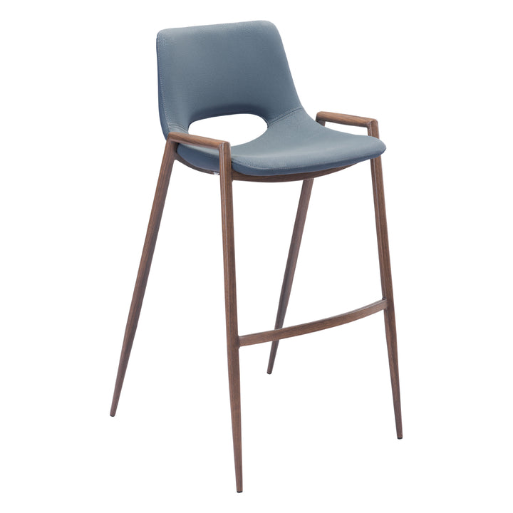 Desi Barstool Mid Century Modern Vinyl Steel Frame Walnut Legs Dining Room Bar Image 7