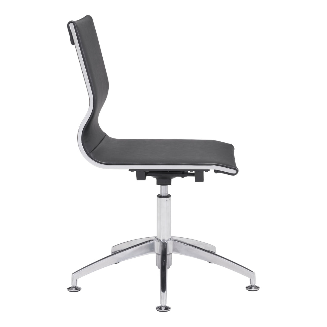 Glider Conference Chair Black White Taupe Upholstered Lumbar Support Chrome Base Image 3