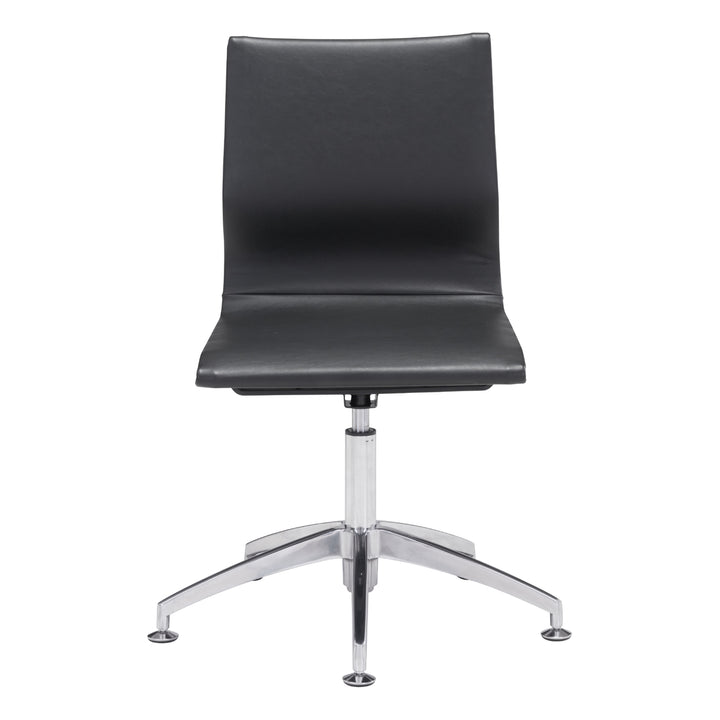 Glider Conference Chair Black White Taupe Upholstered Lumbar Support Chrome Base Image 4