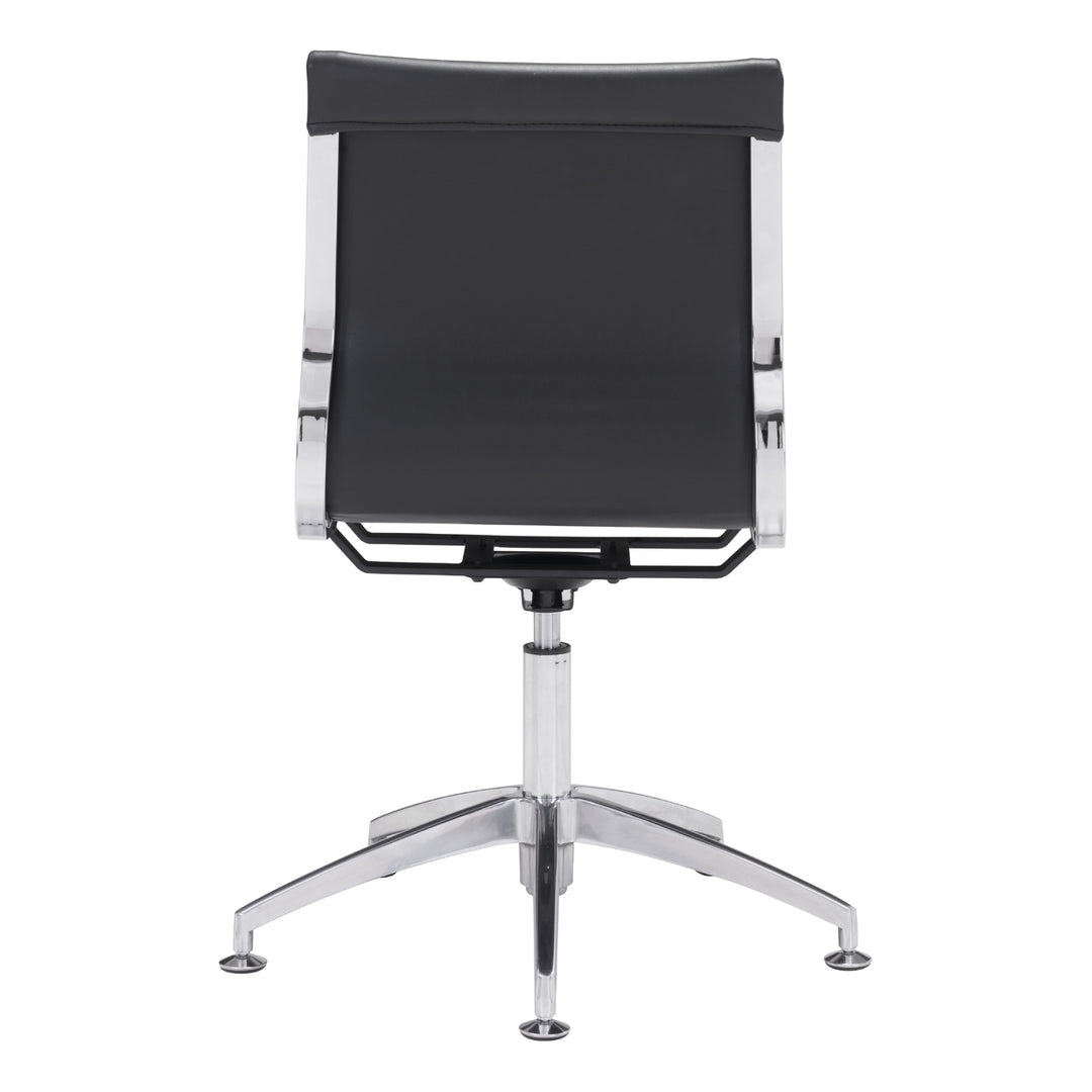 Glider Conference Chair Black White Taupe Upholstered Lumbar Support Chrome Base Image 5