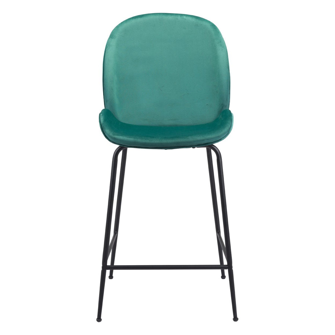 Miles Counter Stool Matte Black Steel Frame Velvet Upholstered Barstool Image 3