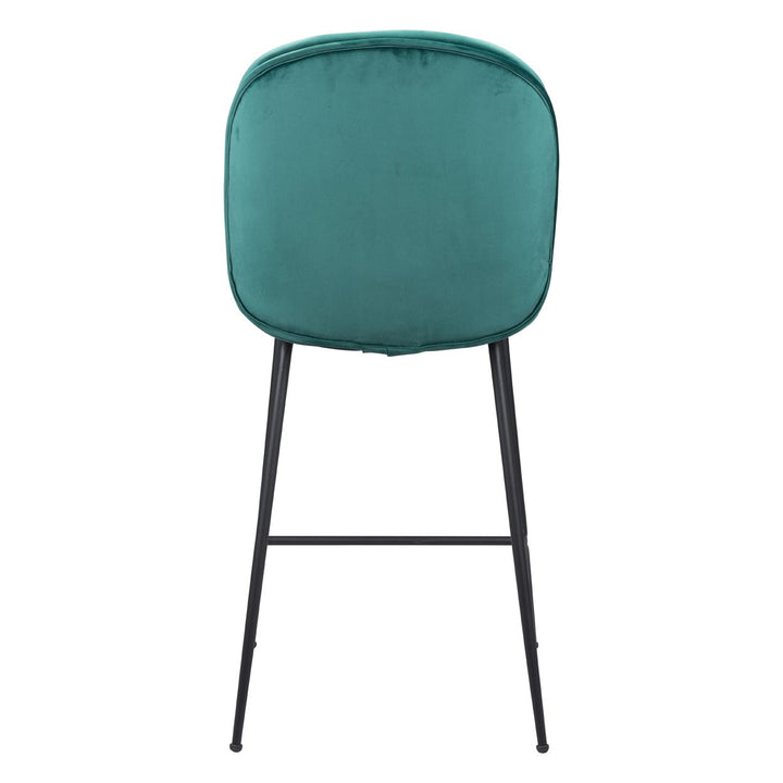 Miles Counter Stool Matte Black Steel Frame Velvet Upholstered Barstool Image 4