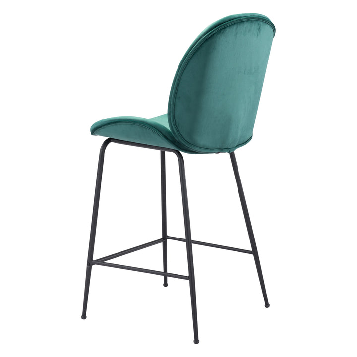 Miles Counter Stool Matte Black Steel Frame Velvet Upholstered Barstool Image 5