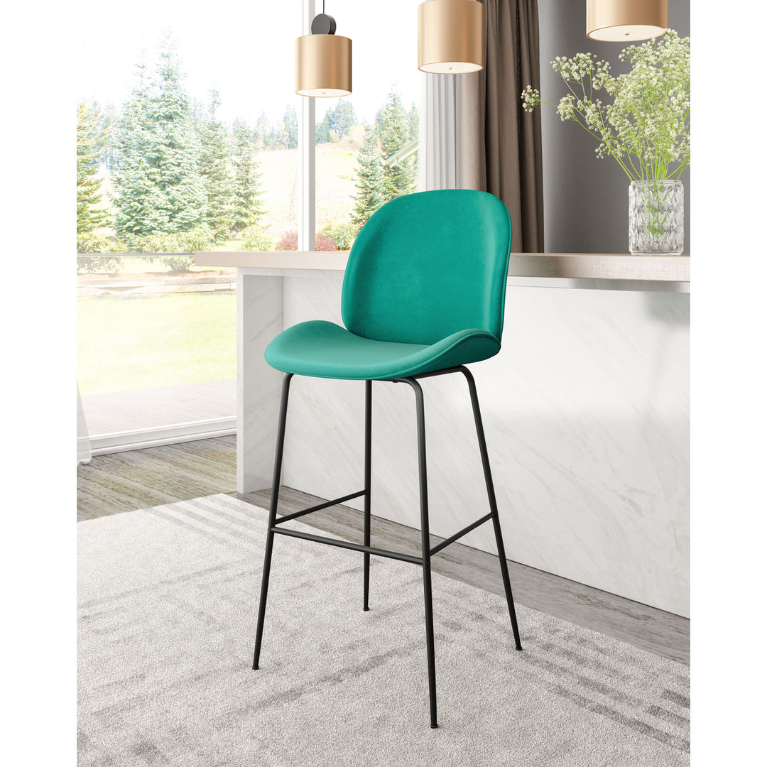 Miles Barstool Matte Black Steel Frame Velvet Seat Home Kitchen Bar Seating Image 8