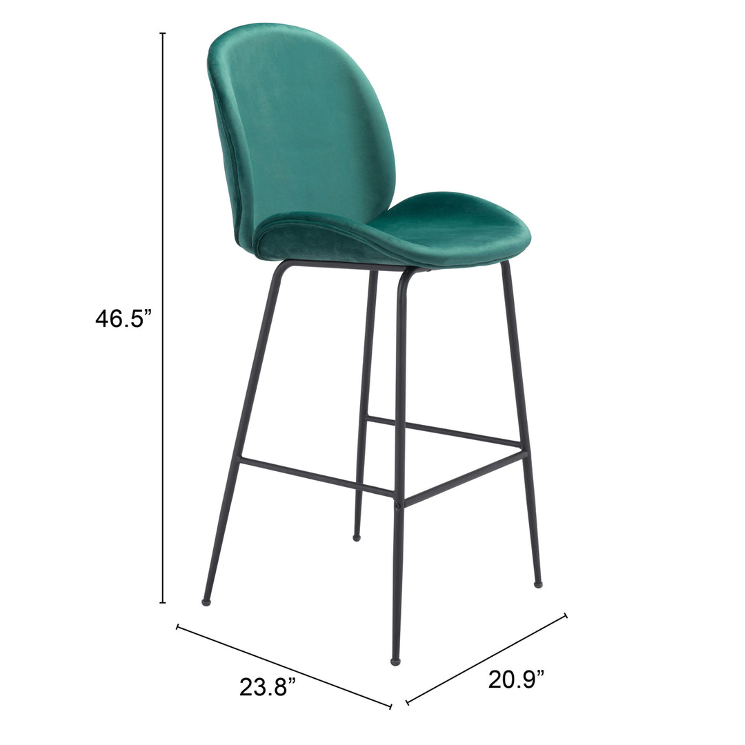 Miles Barstool Matte Black Steel Frame Velvet Seat Home Kitchen Bar Seating Image 9